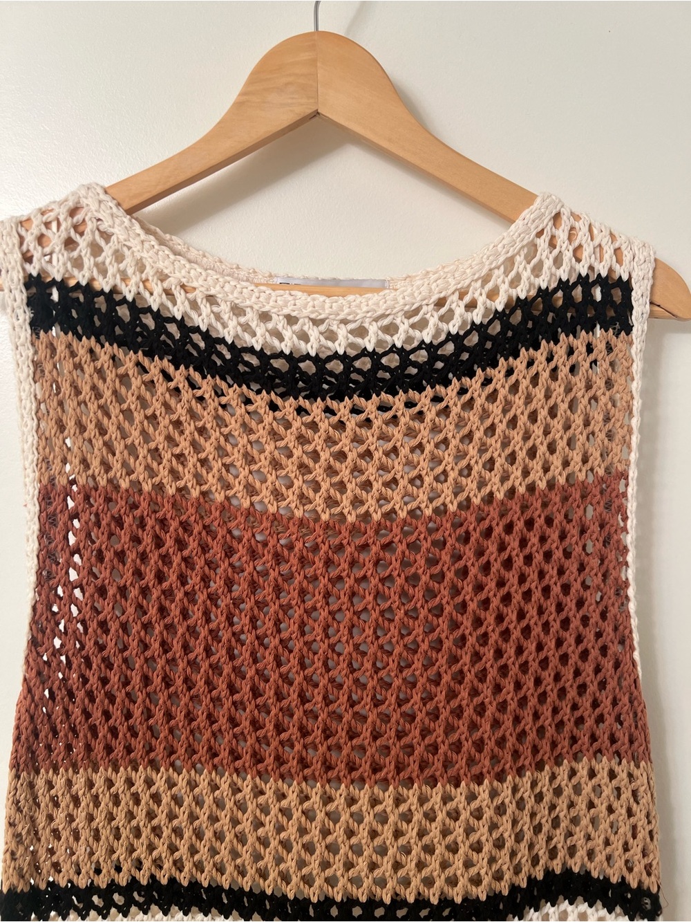 Zara Crochet Stripe Dress – Neutral Tones, Size Medium - Picture 6 of 8